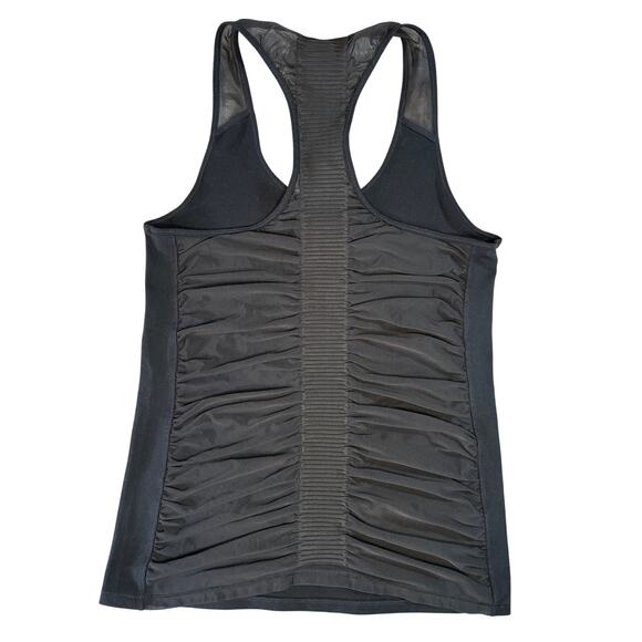 Athleta‎ Bakasana Racerback Tank Top Black Size M Ruched Mesh Back Yoga Gym - Picture 2 of 6